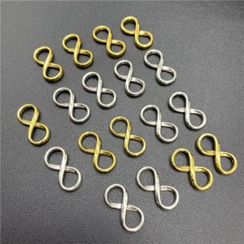 25pcs 18x8mm Alloy Beads Cap Ancient Golden Silver Charms 8 Shape Pendant Charms For Jewelry Making DIY Accessories