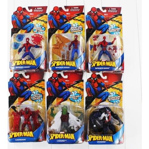 6 Styles Superhero Spiderman Venom Carnage Lizard PVC Action Figure Collectible Model Toys