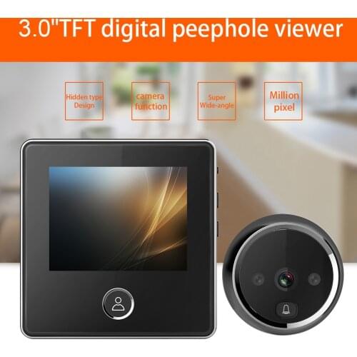 DD2 3.0 inch LCD Electronic Camera Doorbell 120 Degree Angle Infrared Night Vision Home Security Eye Peephole Viewer Door Bell