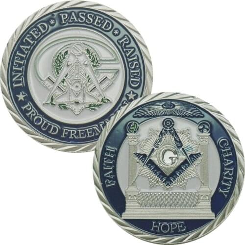 Euro Masonic Association Under A Brotherhood Of Man The Fatherhood Of God Silver Plated Coin Token Challenge Commemorative Coins