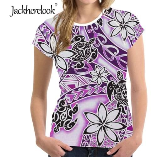 Jackherelook Polynesian Plumeria Leaves Turtle Brand Designer Woman T Shirts Casual O-neck Clothing Harajuku Tops Tee Camisetas
