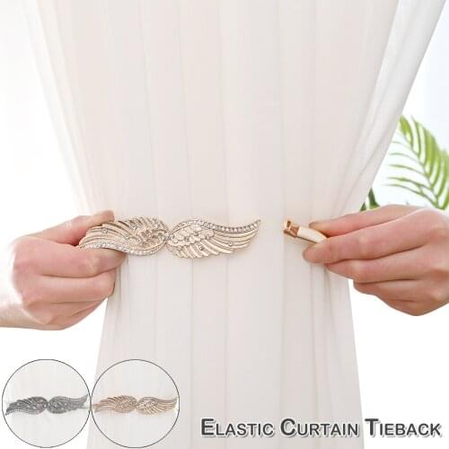 2Pc Curtain Metal Rope for Window Curtain Holder Elastic Tiebacks Curtains Decor Accessories Clips Curtain Holders For Drape D30