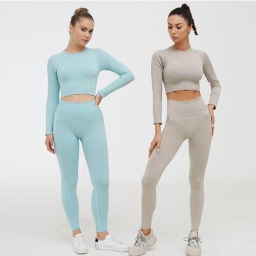 Fashion Yoga Sets for Women Beautiful Crop Sports Bra with Slim Pants Fitness Exercise Gym Suit