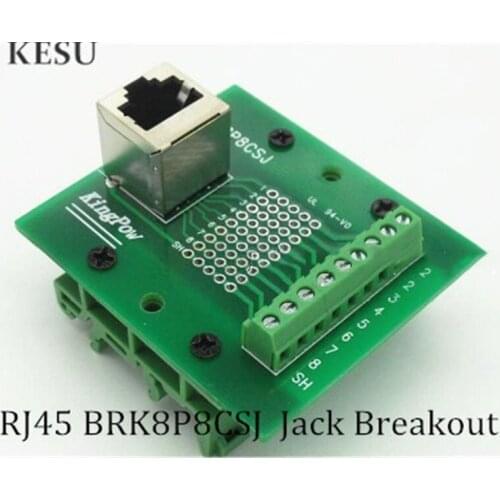 DIN Rail Mount RJ45 Module,RJ45 8P8C Jack 1-Way Buss Breakout Board, Terminal Block, Connector. Network