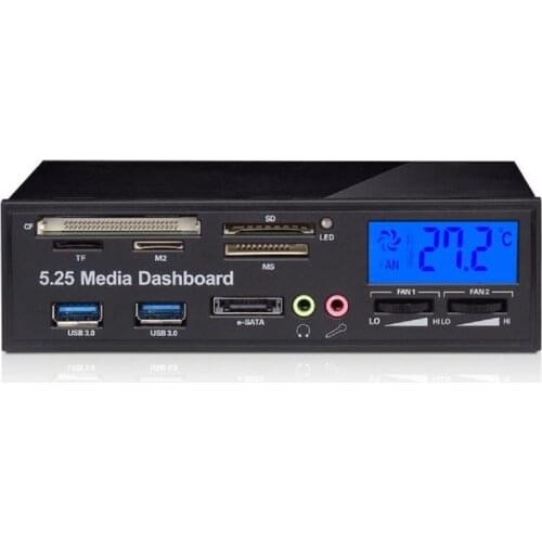 Multifunctional Media Panel 5.25 inch Computer Front Dashboard with SATA/eSATA, USB 2.0/USB 3.0, Microphone/Headphone Audio Po