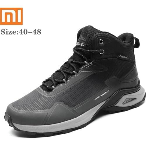 Xiaomi Men Casual Sneakers Winter Warm Plush Snow Boots Waterproof Outdoor Non-slip Hiking Boots Mens High-top Boots Size 40-48