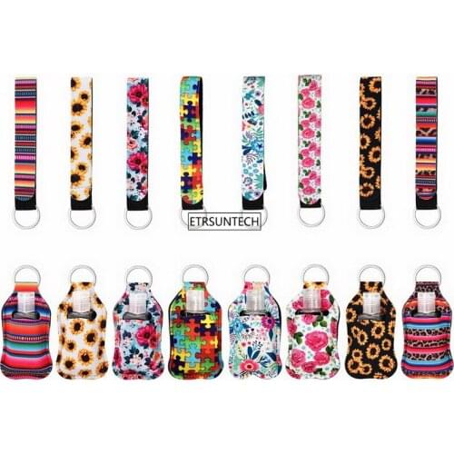 24 PCS Keychain Holders Set, Includes 8PCS Wristlet Keychain, 8 PCS Keychains Holder with 8 PCS 30ml Reusable Empty Bottles