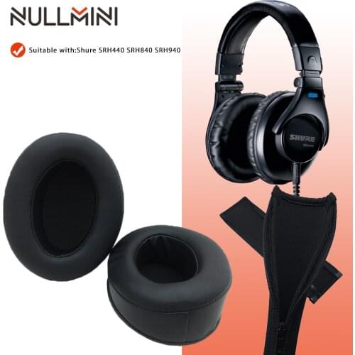 NullMini Replacement Earpads Headband for Shure SRH440 SRH840 SRH940 Headphones Leather Sleeve Earphone Earmuff