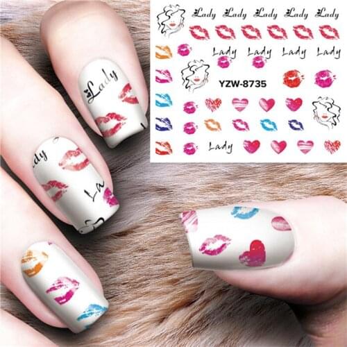 Lips Mouth Kiss Nail stickers art decorations slider adhesive Water Transfer decals manicure lacquer accessoires polish foil