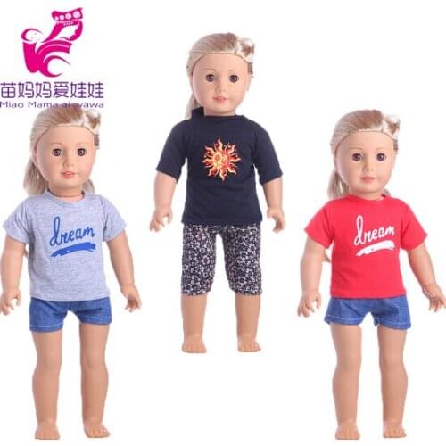 18 inch Girl Doll Clothes shirt and short pants for 45 cm baby doll summer short sets