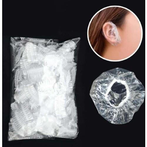 100 pcs Disposable Hair Salon Ear Protect Cover Hairdressing Earmuffs Clear Ear Hair Dye Protect Cap Hair Color Styling Tool