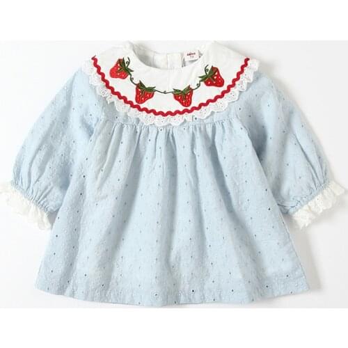 Autumn Baby Dress Lantern Sleeve Infant Dress Embroidery Toddler Girls Princess Dresses Fashion Baby Girls Clothing 0-3Y