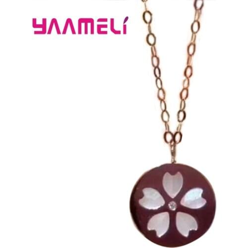 High Quality Round Flower Chain Necklaces S925 Sterling Silver Floral Round Pendants Charms Boho Jewelry Accessories Gift