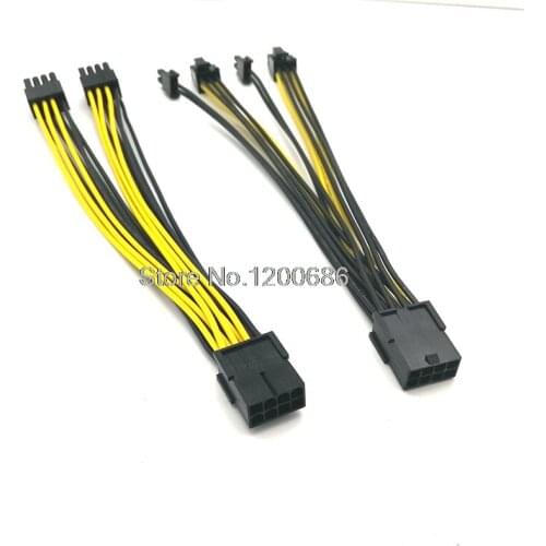 PCI-E PCIE wire harness 8p Female to 2 Port Dual 6+2 8pin Male GPU Graphics Video Card Power Cable Cord 20AWG Wire