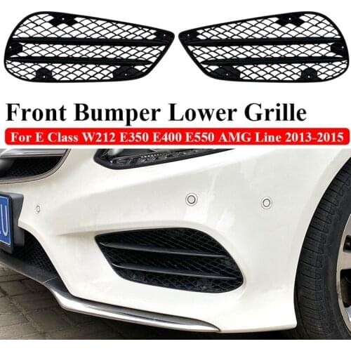 Front Bumper Lower Grille Fog Light Cover with Splitter Spoiler for Benz E Class W212 E350 E400 E550 AMG Line 2013-2015