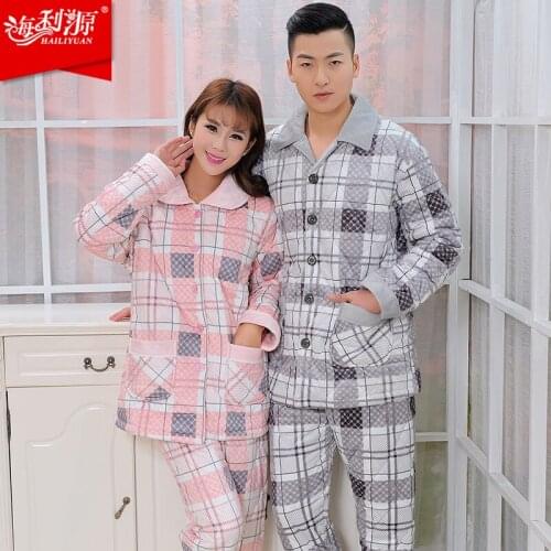 Coral fleece sleepwear womens thickening female long-sleeve Pajama Sets