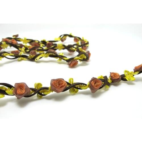 Braided Niva Rococo Trim with Faux Suede Leather|Braided Twine|Twisted Cord|Headband Trim|Vine Trim|Floral Decorative Ribbon