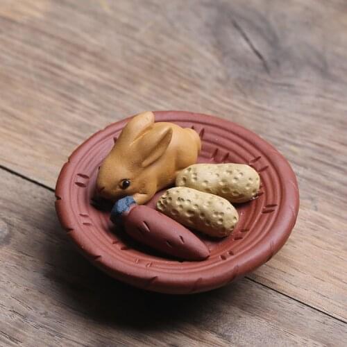 LUWU purple clay tea pets rabbit yixing zisha tea play handmade kitchen tea accessories