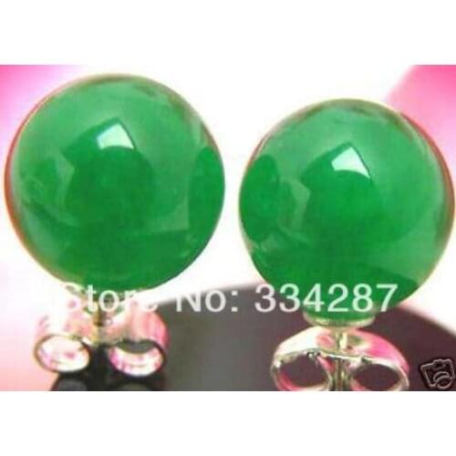 Selling Jewelry>>>AAA Green Perfect Round 10mm earring & S925 stude