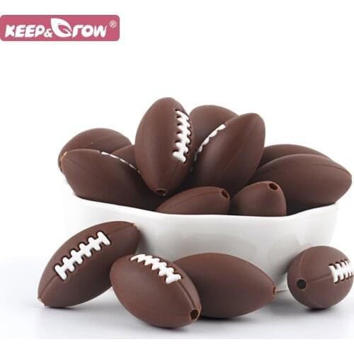 Baby Silicone Beads PBA Free Rugby Ball DIY Teething Necklace Food Grade Silicone Pacifier Bead for Baby Teether Chain Products
