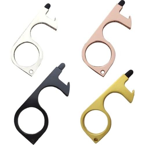 Handheld Non-Contact Safety Door Opener Zinc Alloy Stylus Contactless Keychain