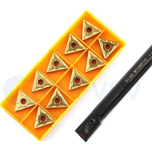 S16Q-MTUNR16 S20R MTUNL S25S Internal Turning Tools Holder + 10Pcs TNMG CNC Lathe Machine Carbide inserts Smooth Chip Evacuation