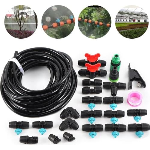 5/10/15/20m 8/11mm Hose Garden Watering 0.75mm Orifice Locked Misting Nozzle System Flower Vegetables Greenhouse Irrigation Kit