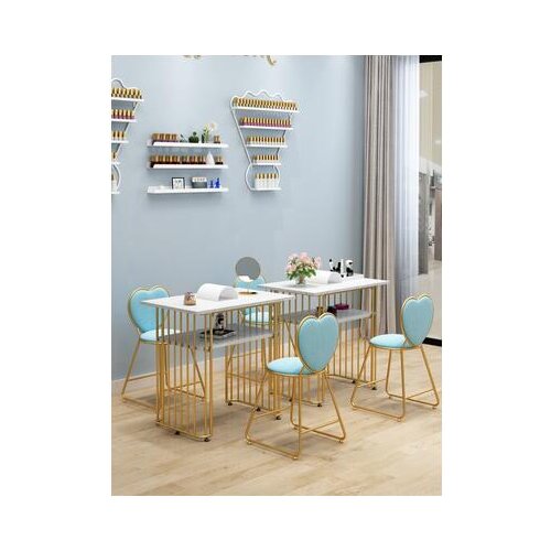 Nordic online celebrity Manicure Table and Chair Set Simple and Modern Golden Iron Art Single and Double Manicure Table