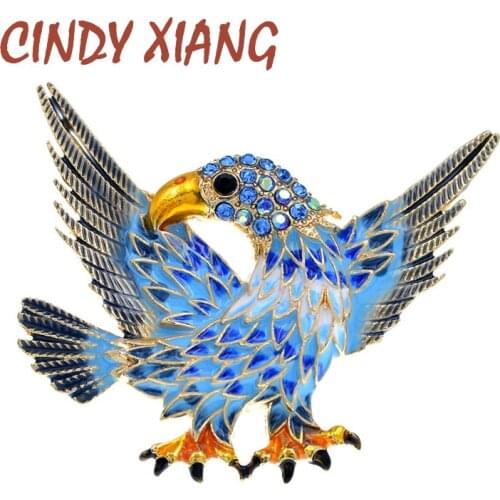 CINDY XIANG Vintage Gold Metal Multicolor Enamel Flying Eagle Brooches For Men Boys Suit Scarf Bird Pins Birthday Party Gifts