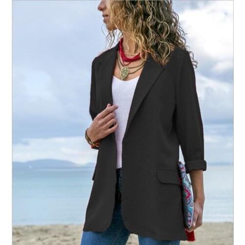 2019 new spring Women Blazer Long Sleeve Open Front Lightweight Casual Office Lapel Turn Down Collar Slim Jacket Outwear Female