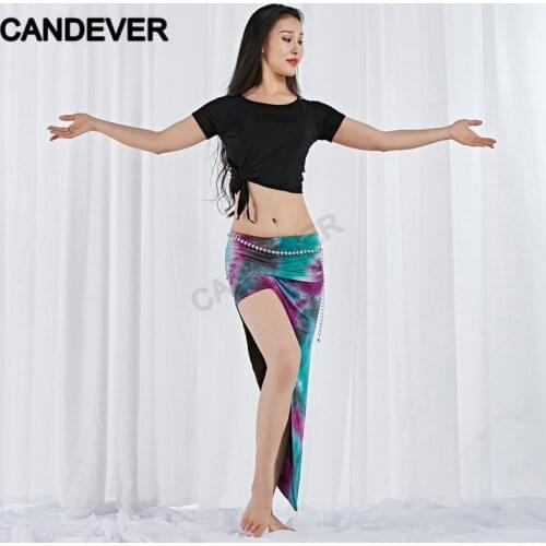 Sexy Female Women Bellydance Belly Dance Costume Set Oriental Practice Wear Indian Top blouse Floral Flower Split Long Skirt