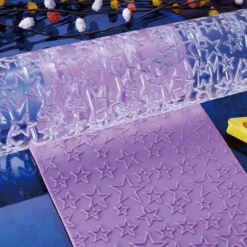 Stars Texture embossing acrylic Rolling Pin Stars for sugar craft Cake Fondant Pastry Decoration Tools