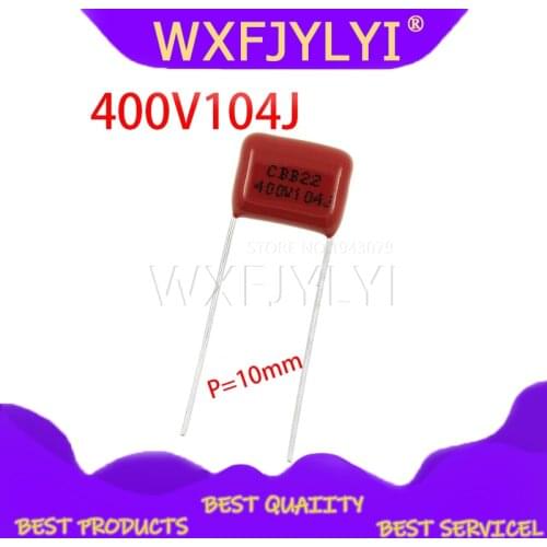 10PCS 400V104J Pitch 10mm 0.1UF 100NF 400V 104 CBB Polypropylene film capacitor