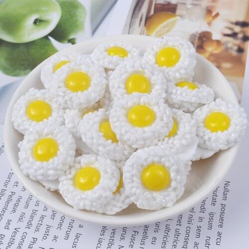 10pcs/lot 25mm Imitation Resin Egg Rice Flatback Cabochon Food Beads For Art Supply Mobile Decoration Charm Craft