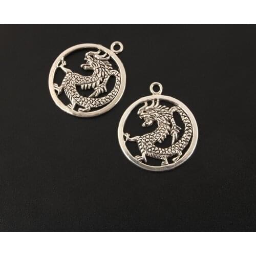 10Pcs Silver Color Dragon Charms Diy Jewelry Treasure Animal Pendants Making Necklaces Bracelet Supplies