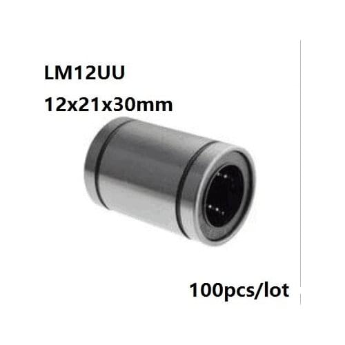 100pcs/lot LM12UU LM12 12x21x30mm Linear motion bearings bushings for 3D printer CNC router parts 12*21*30mm