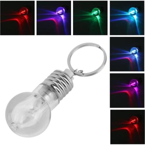 2019 1pcs Unique Design Colorful Changing LED Flashlight Light Mini Bulb Lamp Key Chain Ring Keychain Clear Lamp Torch Keyring