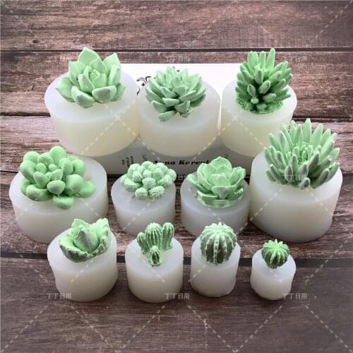 3D Cactus Tree Succulents Silicone Mold For Jelly Chocolate Ice Making Cake Baking Gypsum Wax Concrete Mould DIY Resin Art Tools