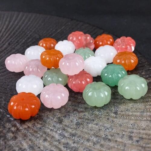 5pcs 9*14mm Natural Stone Quartz Crystal Agates Pumpkin Beads for Jewelry Making Supplies DIY Bracelets