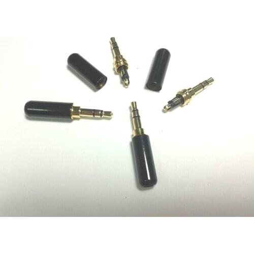 50pcs black Gold Plated 3.5mm 1/8 Stereo Male Mini Plug copper New
