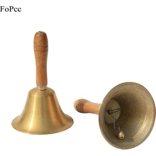 8cm 11cm Christmas Bell Decoration Wooden Handle Copper Bell Santa Claus Hand Bells Party Kids Toys New Year Festival Supplies