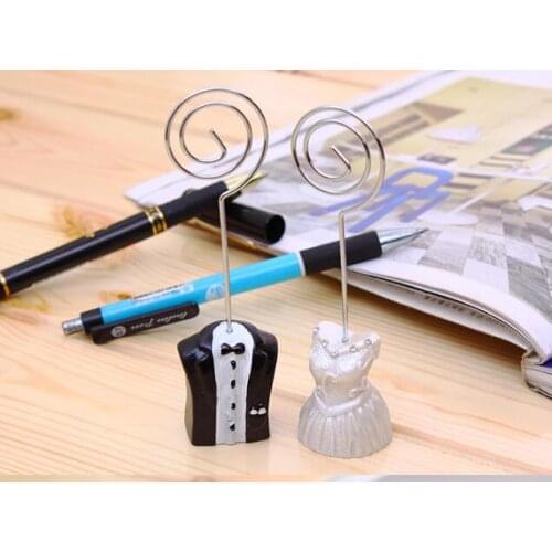Promotion 5Couple (10pcs)/lot Small Wedding Dress Lovely Place Card Holder/ Table Name Number Holder Party Decoration Supplies