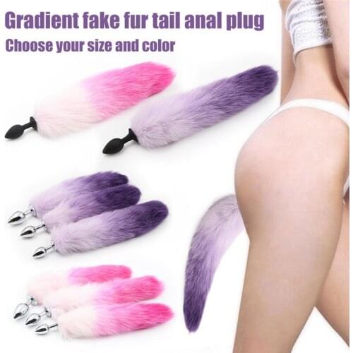 Fox Tail Anal Plug In Adult Games Stainless steel Anal Pleasure Bead Butt Plug Stimulator Sex Products Flirt Toys For Women