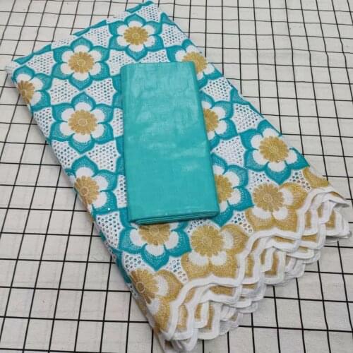 Teal 2.5+2.5 Yards Swiss Voile Lace In Switzerland With Bazin Riche Fabrics 2021 Senegal Dry Lace Stones Basin Fabric CM4802