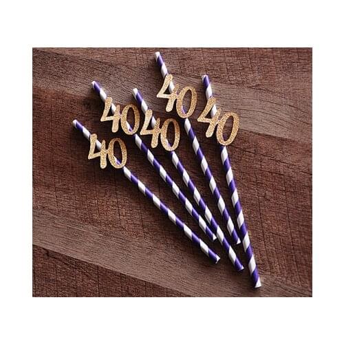 Glitter 40th birthday Paper drinking Straws Wedding bridal baby shower Bachelorette Drinks tea party barware