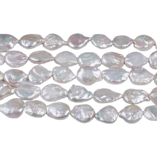 Natural Irregular 17-18mm Drop Coin Shape Big Large Baroque Fresh Water Pearl