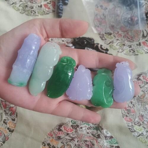 Natural jadeite jade ancient auspicious purple green Burmese body brave pendant bracelet bracelet lucky jade pendant female
