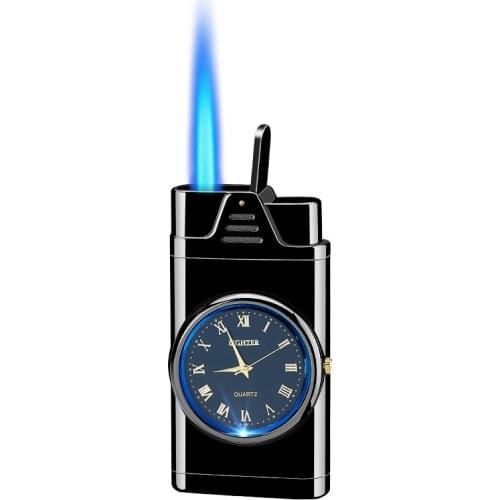 Direct Pressure Creative Watch Portable Butane Gas Lighter Gadgets For Men Mens Gift Stainless Steel