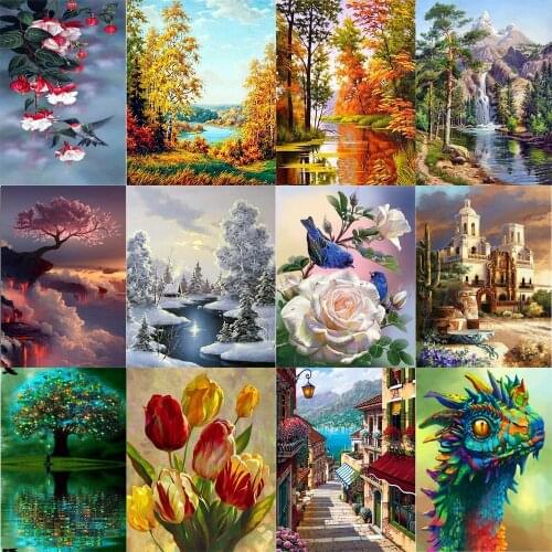 DIY 5D full diamond art painting landscape pattern cross stitch diamond embroidery mosaic diamond home decoration