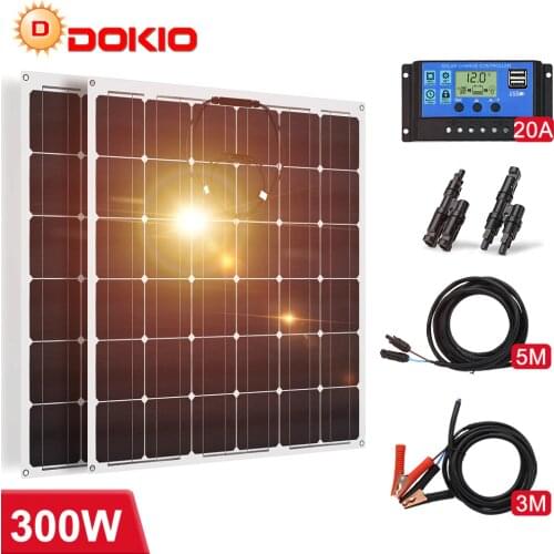 Dokio 12V 150W/300W flexible Monocrystalline Solar Panel For Car/Boat/Home Solar Battery Charge 12V Waterproof Solar Panel China